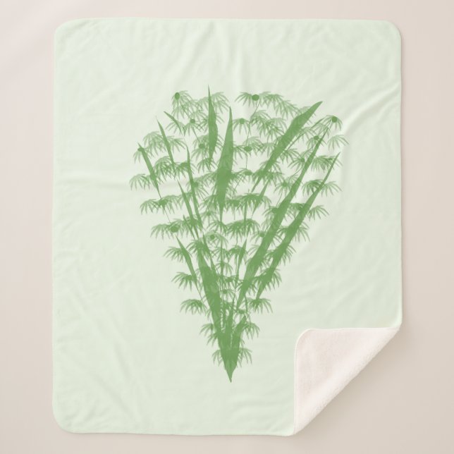 Couverture Sherpa Green plant in the shape of a bouquet. (Devant)