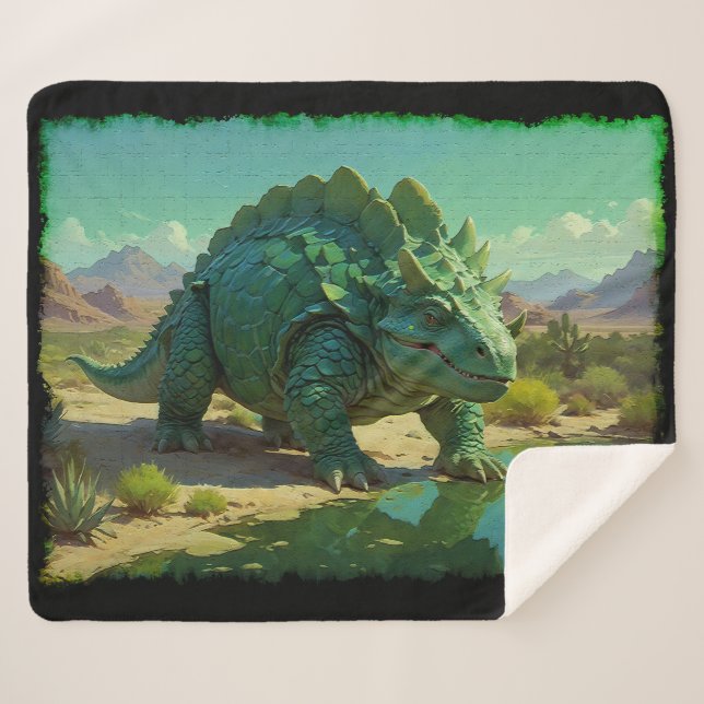 Couverture Sherpa Green Stegosaurus and Desert Pool (Devant (Horizontal))