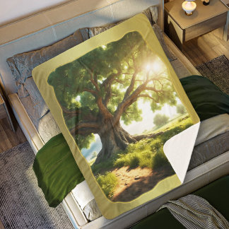 Couverture Sherpa Green Tree Nature Sherpa Blanket