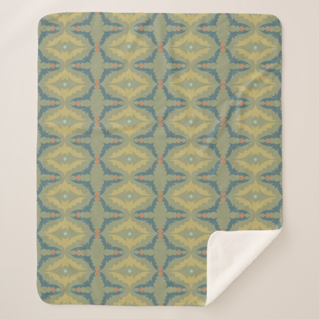 Couverture Sherpa Greenish Retro Vintage Pattern (Devant)