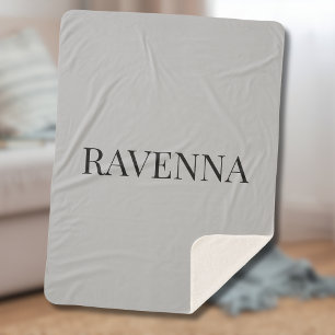 Couverture Sherpa Greige Luxe Serif Nom Personnalisé Personnalisé