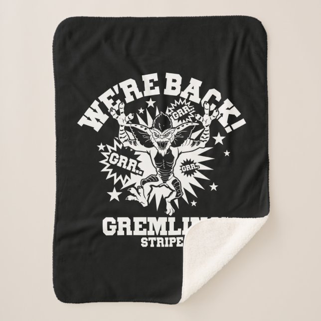 Couverture Sherpa Gremlins | Stripe Nous sommes de retour (Devant)
