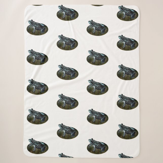 Couverture Sherpa Grenouille En Herbe Posée, Grande Blanche Sherpa (Devant)