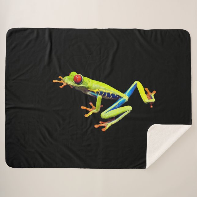 Couverture Sherpa Grenouille peinte aux yeux rouges (Devant (Horizontal))