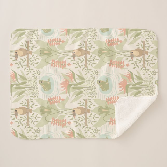Couverture Sherpa Grenouilles et oiseaux de la jungle douce (Devant (Horizontal))