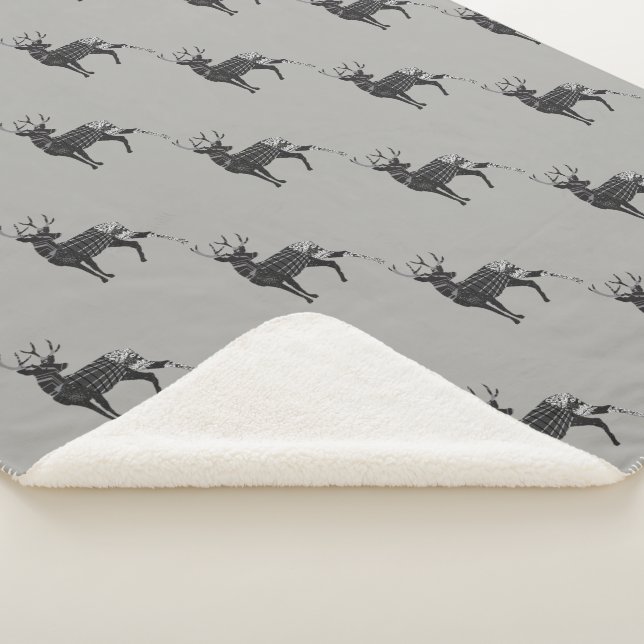 Couverture Sherpa Grey Forest Nursery Deer Motif (3/4)