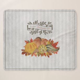 Couverture Sherpa Grey Thanksgiving Citrouilles et Squash
