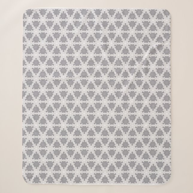 Couverture Sherpa Grille Blanche Grise Gelée (Devant)