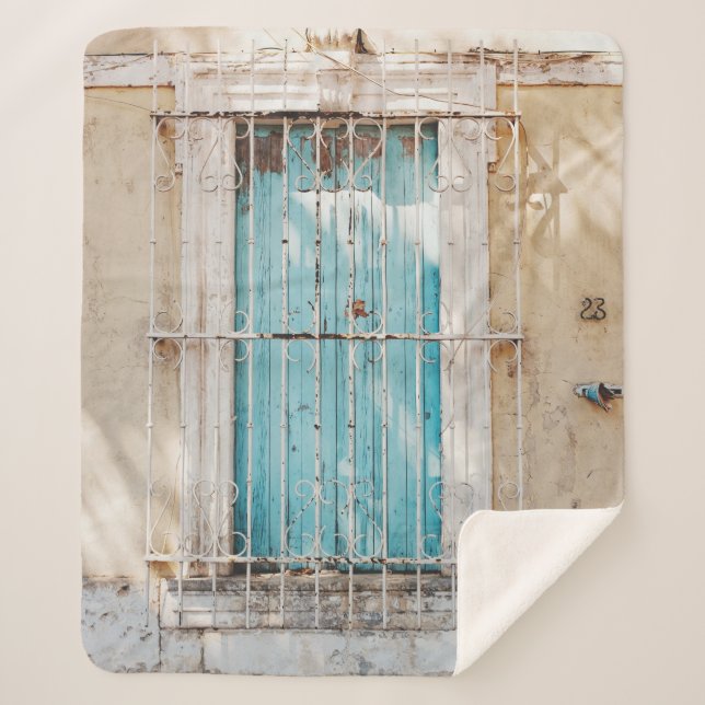 Couverture Sherpa Grille de fenêtre en acier blanc (Devant)