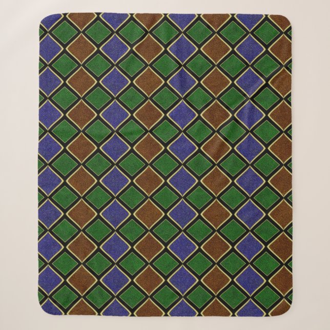 Couverture Sherpa Grille Diamant Arlequin : Harmonie Texturée (Devant)