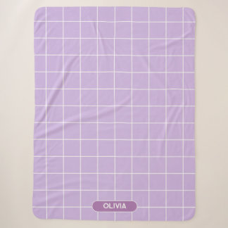 Couverture Sherpa Grille Lilac et blanc