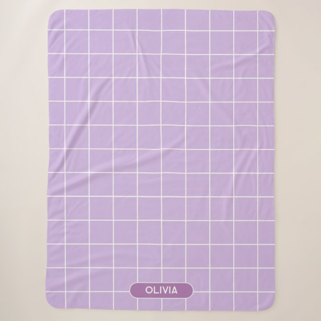 Couverture Sherpa Grille Lilac et blanc (Devant)