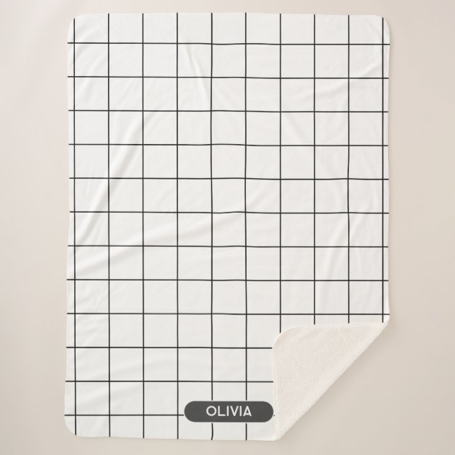 Couverture Sherpa Grille noir et blanc (Devant)