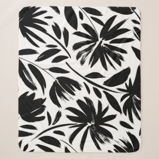 Couverture Sherpa Grille noire : vintage motif chrysanthème