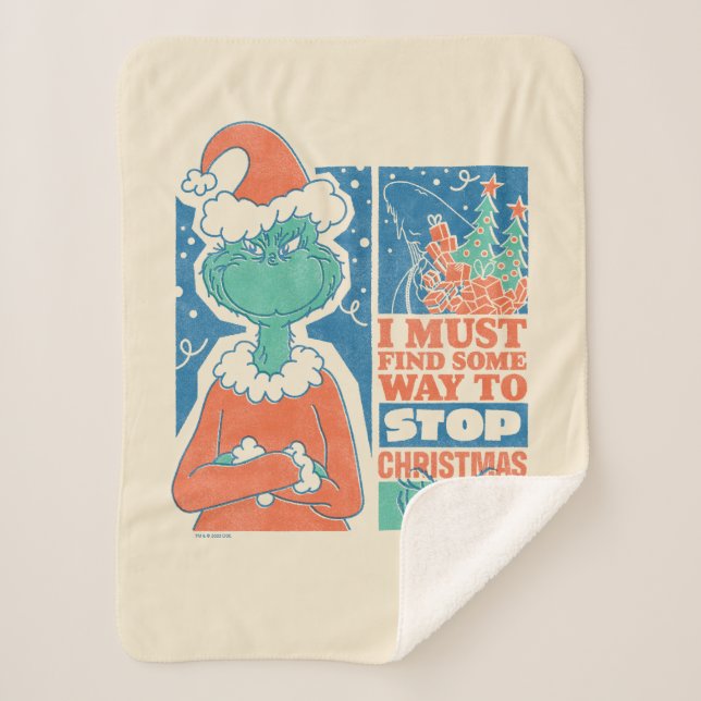 Couverture Sherpa Grinch | Arrêtez Noël Graphique Vintage (Devant)