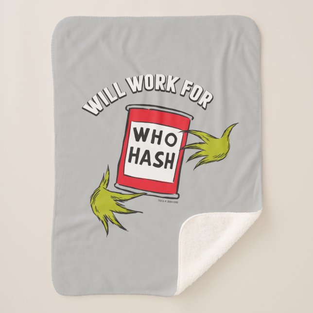 Couverture Sherpa Grinch Classique | Travaillera pour Qui Hash Quote (Devant)