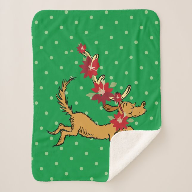 Couverture Sherpa Grinch | Max Poinsettia de Noël (Devant)
