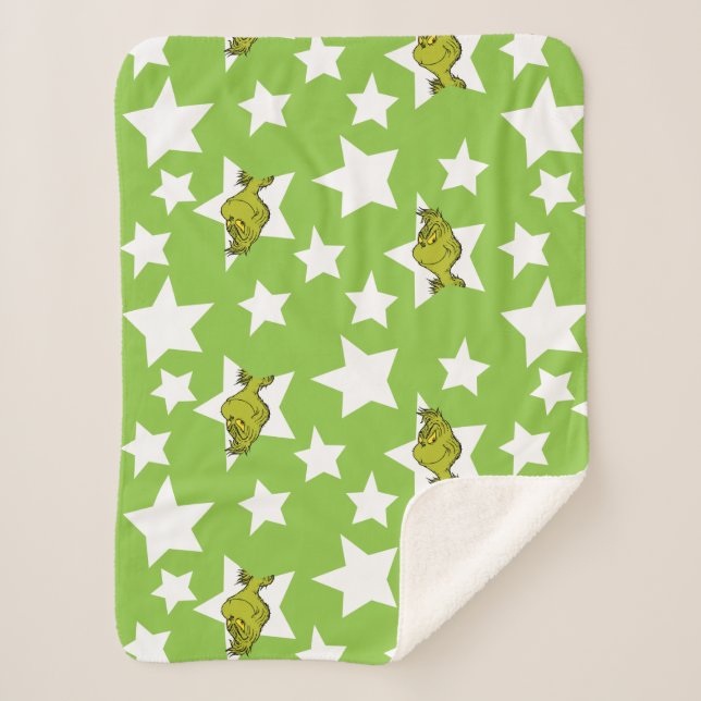 Couverture Sherpa Grinch Peeking Star Pattern (Devant)