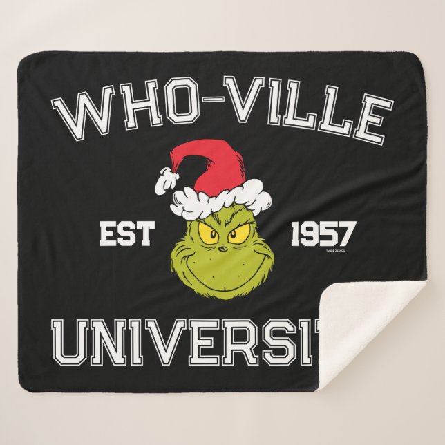 Couverture Sherpa Grinch | Université de Who-ville Établie en 1957 (Devant (Horizontal))