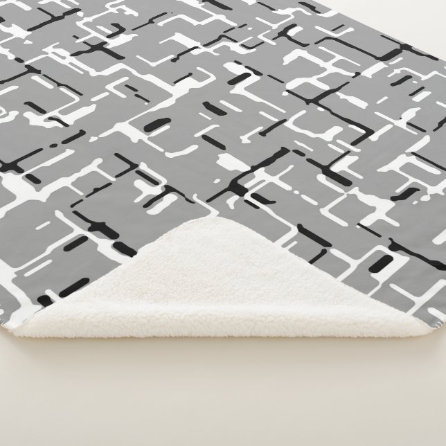 Couverture Sherpa Gris Argent Noir Blanc (3/4)