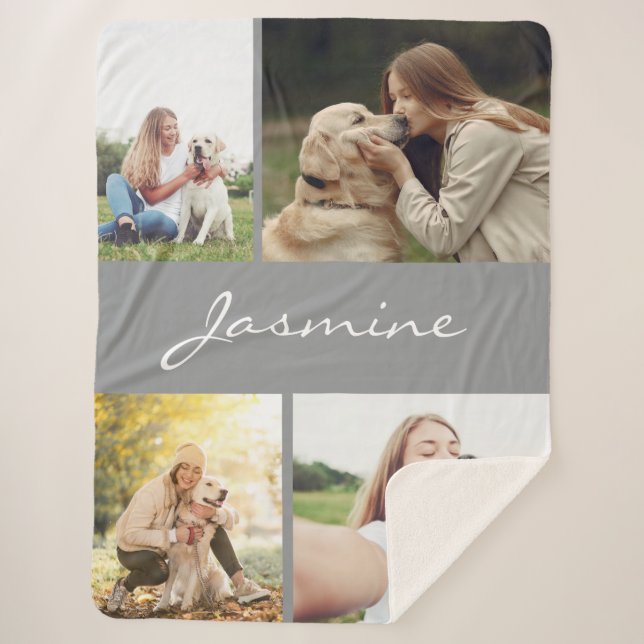 Couverture Sherpa Gris de chien de collection photo moderne (Devant)