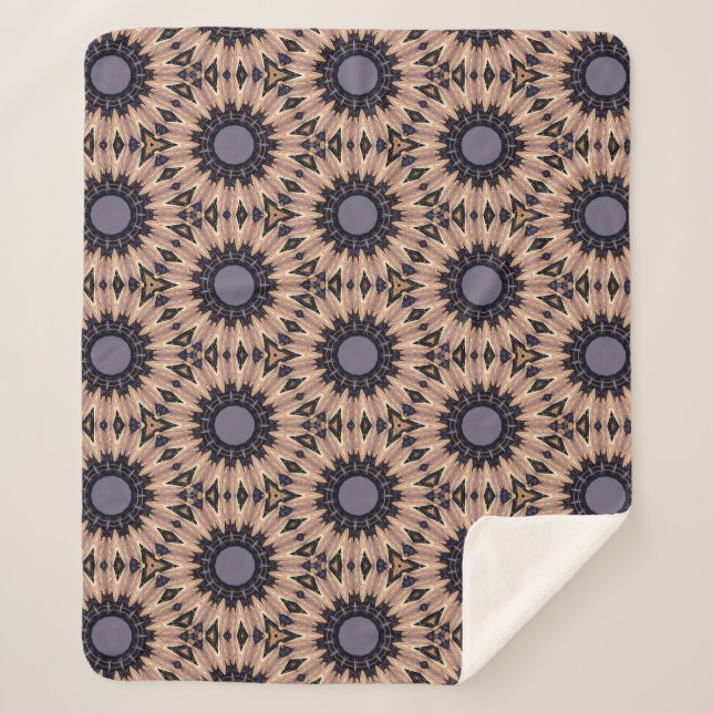 Couverture Sherpa Gris gras et fleurs Brown rétro-thématiques (Devant)