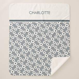 Couverture Sherpa Gris Personnalisé Moderne Rétro Motif Floral