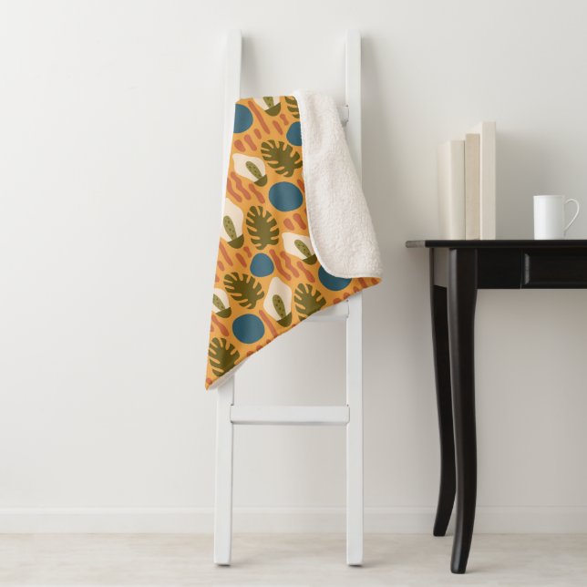 Couverture Sherpa Groovy Floral Rétro  (En situation)