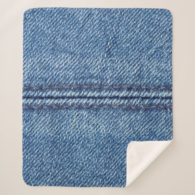 Couverture Sherpa Gros plan arrière - plan denim bleu (macro) (Devant)