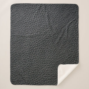 Couverture Sherpa Gros plan de la texture en cuir noir et fond