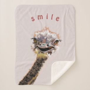 Couverture Sherpa Grotte sherpa amusante avec une autruche joyeuse