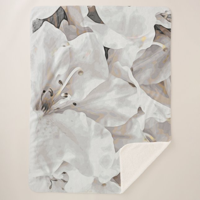 Couverture Sherpa *~* Grunge rustique Blanc Azalea Fleurs Neutres (Devant)