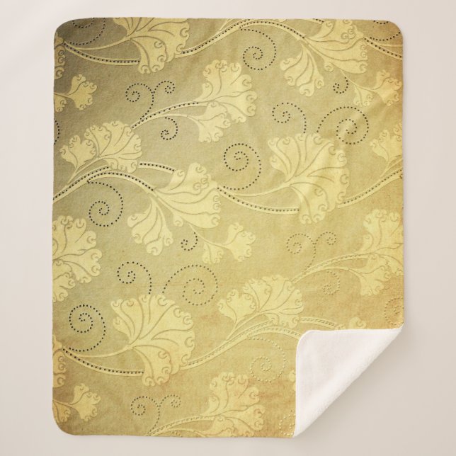 Couverture Sherpa Grunge vintage motif de fleurs. (Devant)