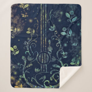 Couverture Sherpa Guitare florale Sherpa Blanket