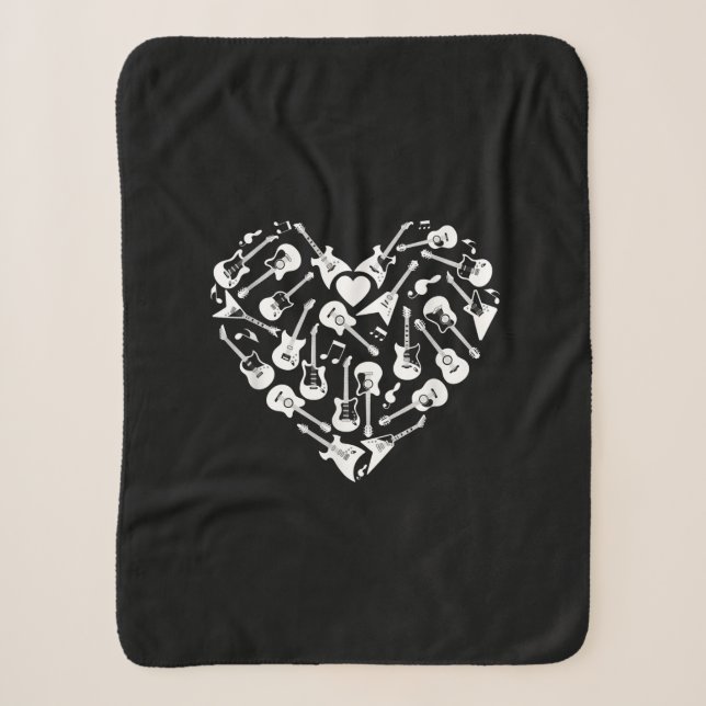 Couverture Sherpa Guitares Coeur Guitariste Valentines (Devant)