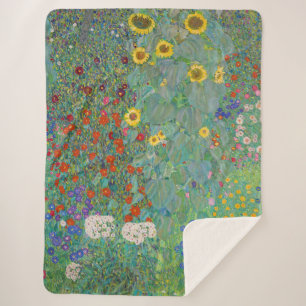Couverture Sherpa Gustav Klimt - Jardin de campagne avec tournesols