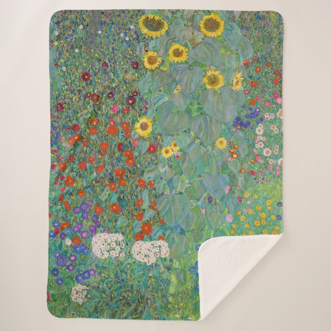 Couverture Sherpa Gustav Klimt - Jardin de campagne avec tournesols (Devant)