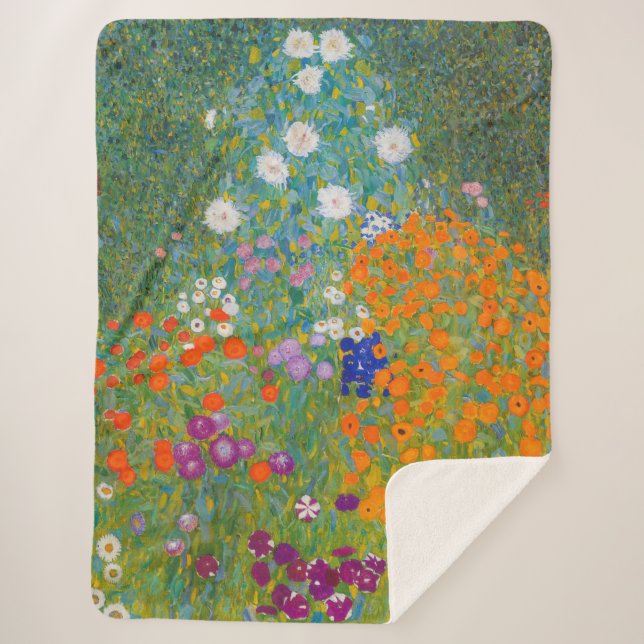 Couverture Sherpa Gustav Klimt - Jardin des fleurs (Devant)