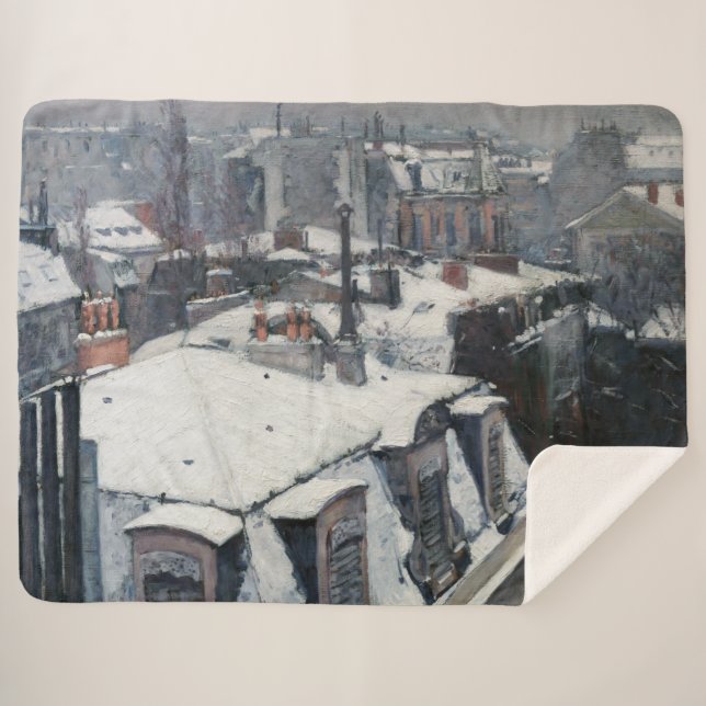 Couverture Sherpa Gustave Caillebotte - Toits dans la neige (Devant (Horizontal))