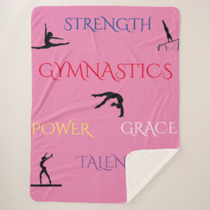 COUVERTURE SHERPA GYMNASTICS GRAND FLEECE SHERPA BLANCHET EN ROSE.