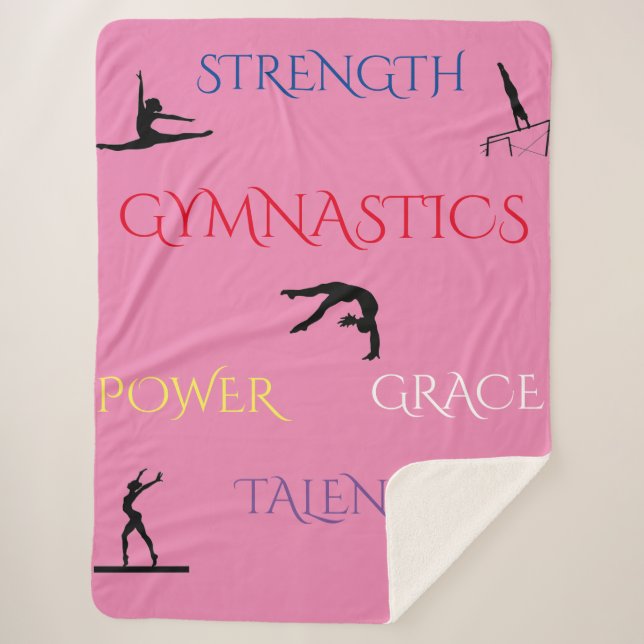 COUVERTURE SHERPA GYMNASTICS GRAND FLEECE SHERPA BLANCHET EN ROSE. (Devant)