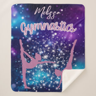 Couverture Sherpa Gymnastique Galaxie Purple Turquoise Personnalisé