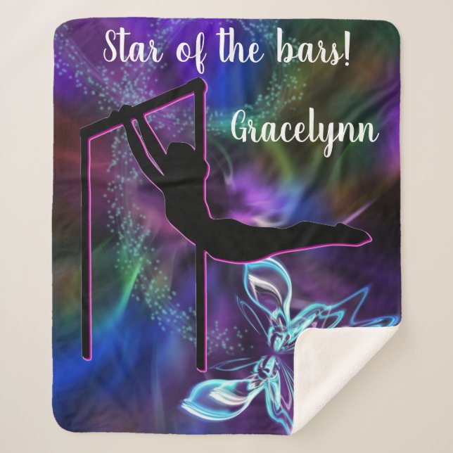 Couverture Sherpa Gymnastique Papillon étoile des Bars Personnalisé (Devant)