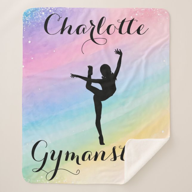 Couverture Sherpa Gymnastique personnalisée Gradient arc-en-ciel (Devant)