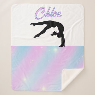 Couverture Sherpa Gymnastique violet Lilac et bébé bleu pastel
