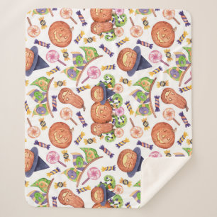 Couverture Sherpa Halloween à la main : Motif d'aquarelle brillant