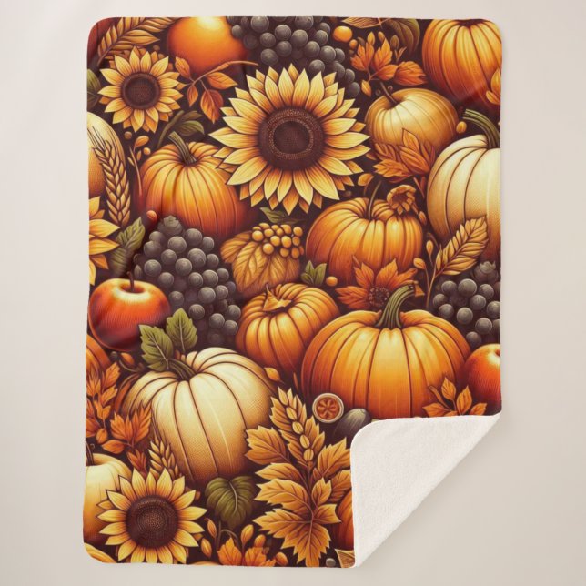 Couverture Sherpa Halloween/Automne/Automne/citrouille (Devant)