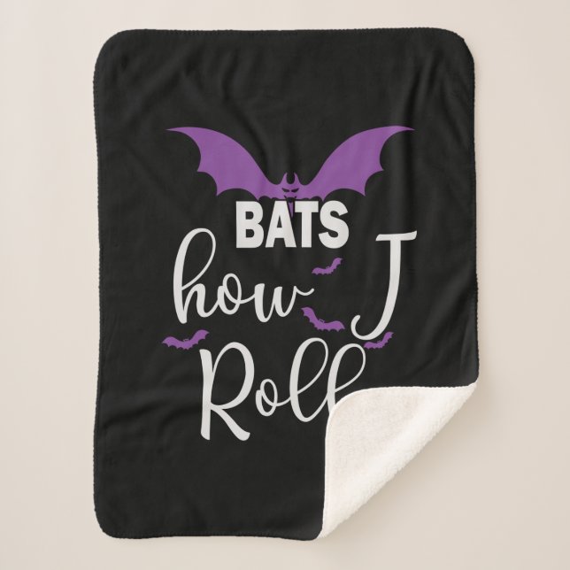 Couverture Sherpa Halloween Bats How I Roll Birthday (Devant)