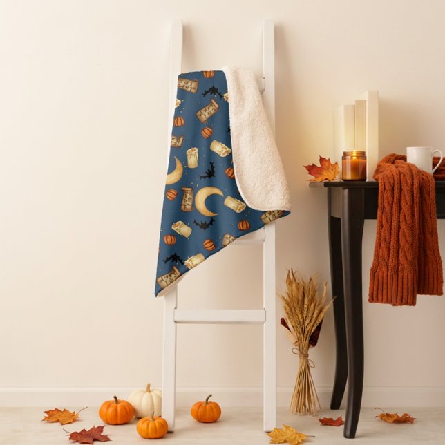 Couverture Sherpa Halloween Céleste Sorcière Lune (Créateur téléchargé)