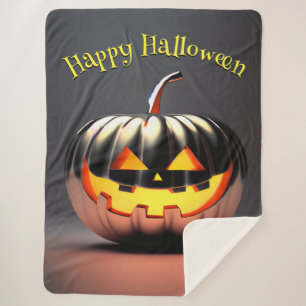 Couverture Sherpa Halloween Citrouille brillant